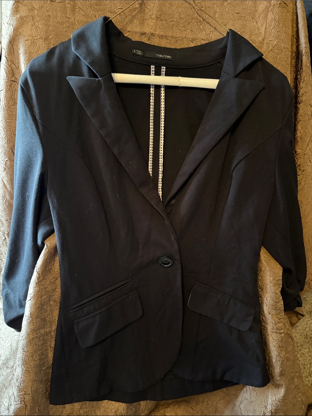Maurices Black One Button Blazer Polka Dot Detail Size S